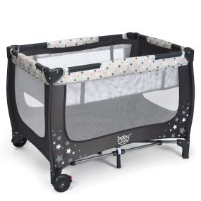 Parque multifuncional para niños cuna portátil plegable con 2 ruedas 125 x 65 x 76 cm gris