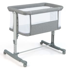 Cuna infantil de viaje 3 en 1 con altura ajustable 5 niveles e inclinación 10° gris claro