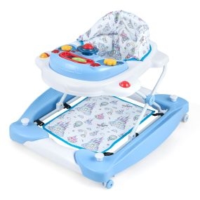 Andador 6 en 1 antivuelco con centro de actividades, altura ajustable, azul, 7-14 meses