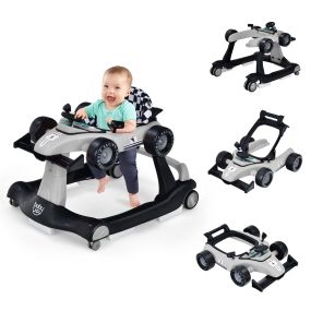 Andador 4 en 1 para niños plegable con altura y velocidad regulables, carillón con luces, gris
