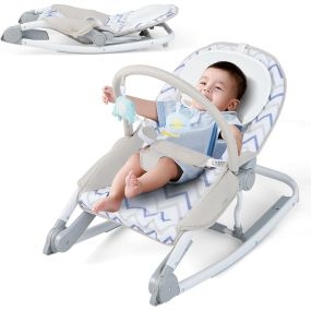 Mecedor 2 en 1 para bebés 0-6 meses con respaldo ajustable y asiento desmontable gris