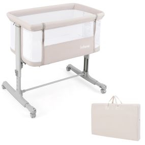 Cuna infantil de viaje 3 en 1 con altura ajustable 5 niveles e inclinación 10° beige