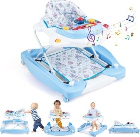 Andador bebé 6 en 1 plegable 3 alturas ajustables caja musical azul 6-14 meses