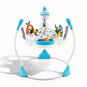 Centro de actividades bebé con saltador 6 juguetes luces música 3 alturas ajustables azul
