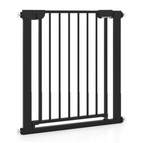 Barrera de seguridad para escaleras con cierre automático y montaje a presión negro