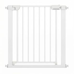Barrera de seguridad para escaleras con cierre automático y montaje a presión blanca