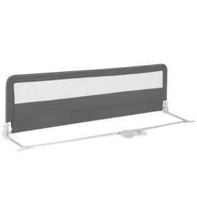 Barandilla de cama infantil 180 cm plegable abatible con funda extraíble y malla transpirable gris