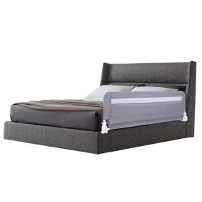 Barandilla de cama para niños pequeños plegable 120 cm con funda extraíble y lavable gris
