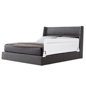 Barandilla de cama para niños pequeños plegable 120 cm con funda extraíble y lavable blanca