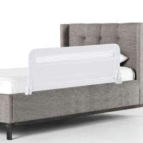 Barandilla de cama para niños pequeños plegable de 100 cm con funda extraíble y lavable blanca
