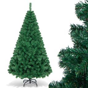 Árbol de Navidad artificial clásico y realista de PVC de 180 cm con base resistente para salón y oficina