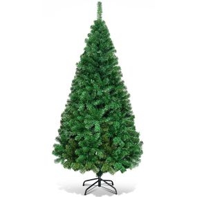 Árbol de Navidad artificial 180 cm PVC con base metálica verde para hogar y fiesta