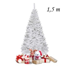 Árbol de Navidad artificial blanco de 150 cm con base metálica de PVC para decoración de fiesta