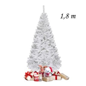 Árbol de Navidad artificial blanco 180 cm con base metálica de PVC para decoración de fiesta