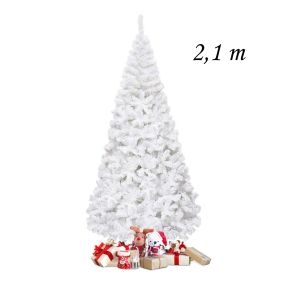 Árbol de Navidad artificial blanco de 210 cm con base metálica de PVC para decoración de fiesta