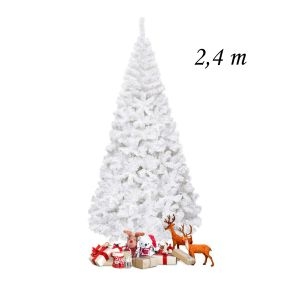 Árbol de Navidad artificial blanco 240 cm con base metálica de PVC para decoración de fiesta