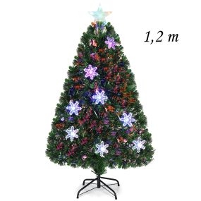 Árbol de Navidad artificial de PVC 1,2 m con base e iluminación de fibra de vidrio cambiante de color