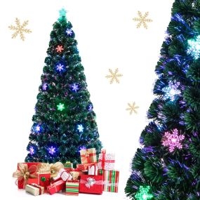 Árbol de Navidad artificial 1,8 m 180 cm con base iluminado con fibra de vidrio cambia color