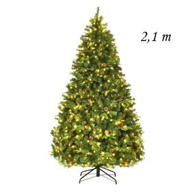 Árbol de Navidad artificial de 2,1 m con iluminación y soporte, verde