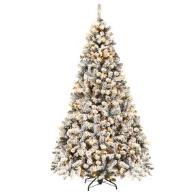 Árbol de Navidad de 2,25 m con 1010 ramas y 450 luces LED para decoración festiva