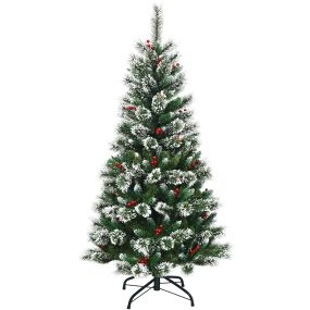 Árbol de Navidad nevado de 1,5 m en PVC, fácil de montar, sin iluminación