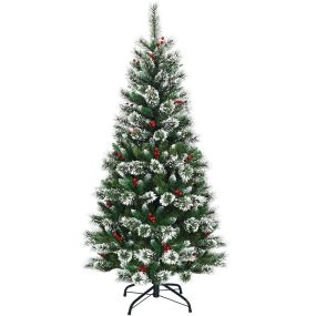 Árbol de Navidad nevado de 1,8 m, no iluminado, fácil de montar, 100% PVC
