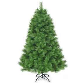 Árbol de Navidad de 1,8 m no iluminado con bisagras y 586 ramas de PVC para decoración