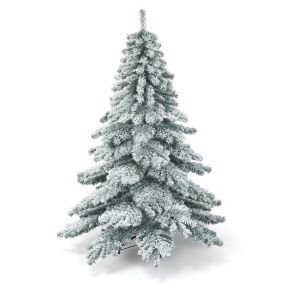 Árbol de Navidad nevado de 1,8 m con 657 ramas de abeto artificial y base de metal