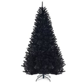 Árbol de Navidad de 2,25 m con decoraciones de Halloween, 1258 ramas, sin iluminación, base metálica sólida