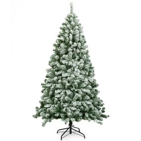 Árbol de Navidad artificial nevado de 1,8 m con 928 ramas, agujas de PVC y base de metal
