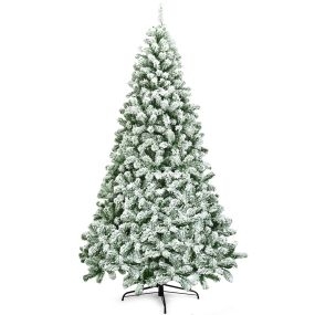 Árbol de Navidad artificial nevado de 2,25 m con 1346 ramas, agujas de PVC y base de metal