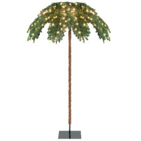 Palmera artificial de Navidad de 180 cm preiluminada con 250 luces LED y 813 puntas, estructura abatible con soporte