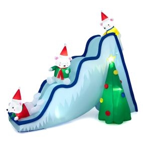 Oso polar inflable navideño con luces LED y clavijas para interior y exterior