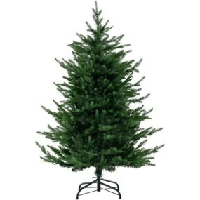 Árbol de Navidad artificial 136 cm con 180 luces LED blancas cálidas, 8 modos, 386 puntas de PE y soporte metálico verde