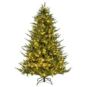 Árbol de Navidad preiluminado 183 cm con 280 luces LED cálidas/blancas, 8 modos, 788 ramas y base metálica