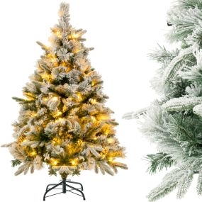 Árbol de Navidad artificial 136 cm con 150 luces LED blancas cálidas y 384 ramas mixtas montaje fácil