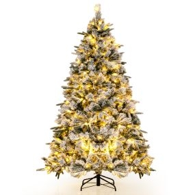 Árbol de Navidad artificial 186 cm con 250 luces LED blancas cálidas y 752 ramas mixtas montaje fácil
