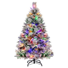 Árbol de Navidad artificial 136 cm con agujas de pino y 8 modos de iluminación