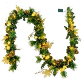 Guirnalda de Navidad artificial preiluminada de 270 cm con luces LED blancas cálidas