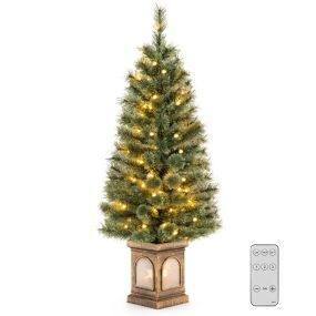 Árbol de Navidad en maceta de 120 cm con 116 ramas, 100 luces LED, 3 modos y control remoto