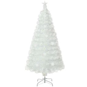 Árbol de Navidad artificial de fibra óptica blanco preiluminado 120 cm con 130 puntas y 18 luces