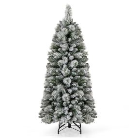 Árbol de Navidad artificial decorativo 150 cm con 378 puntas y 130 luces LED blancas cálidas
