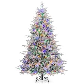 Árbol de Navidad artificial nevado 147 cm con 436 ramas y 160 luces LED multicolor 8 modos