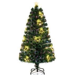 Árbol de Navidad artificial de fibra óptica 150 cm preiluminado con base de metal ajustable