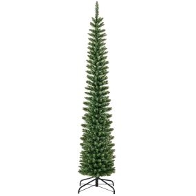 Árbol de Navidad artificial preiluminado 210 cm con 200 luces LED blancas cálidas forma lápiz para hogar