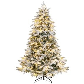 Árbol de Navidad nevado 180 cm con 1415 ramas 260 luces LED cálidas y diseño con bisagras