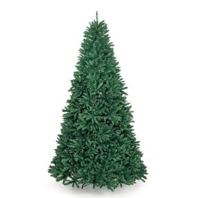 Árbol de Navidad artificial abeto 2,70 m sin luces con base plegable de metal para casa u oficina