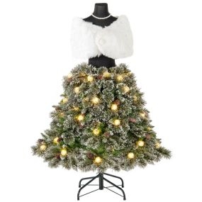 Árbol de Navidad artificial de 150 cm preiluminado con 465 puntas, 50 bolas LED y 36 piñas