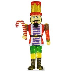Cascanueces soldado 170 cm decorativo navideño 3D preiluminado con 110 luces LED multicolor