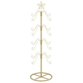 Soporte navideño para medias árbol de exhibición con 16 ganchos y estrella dorado